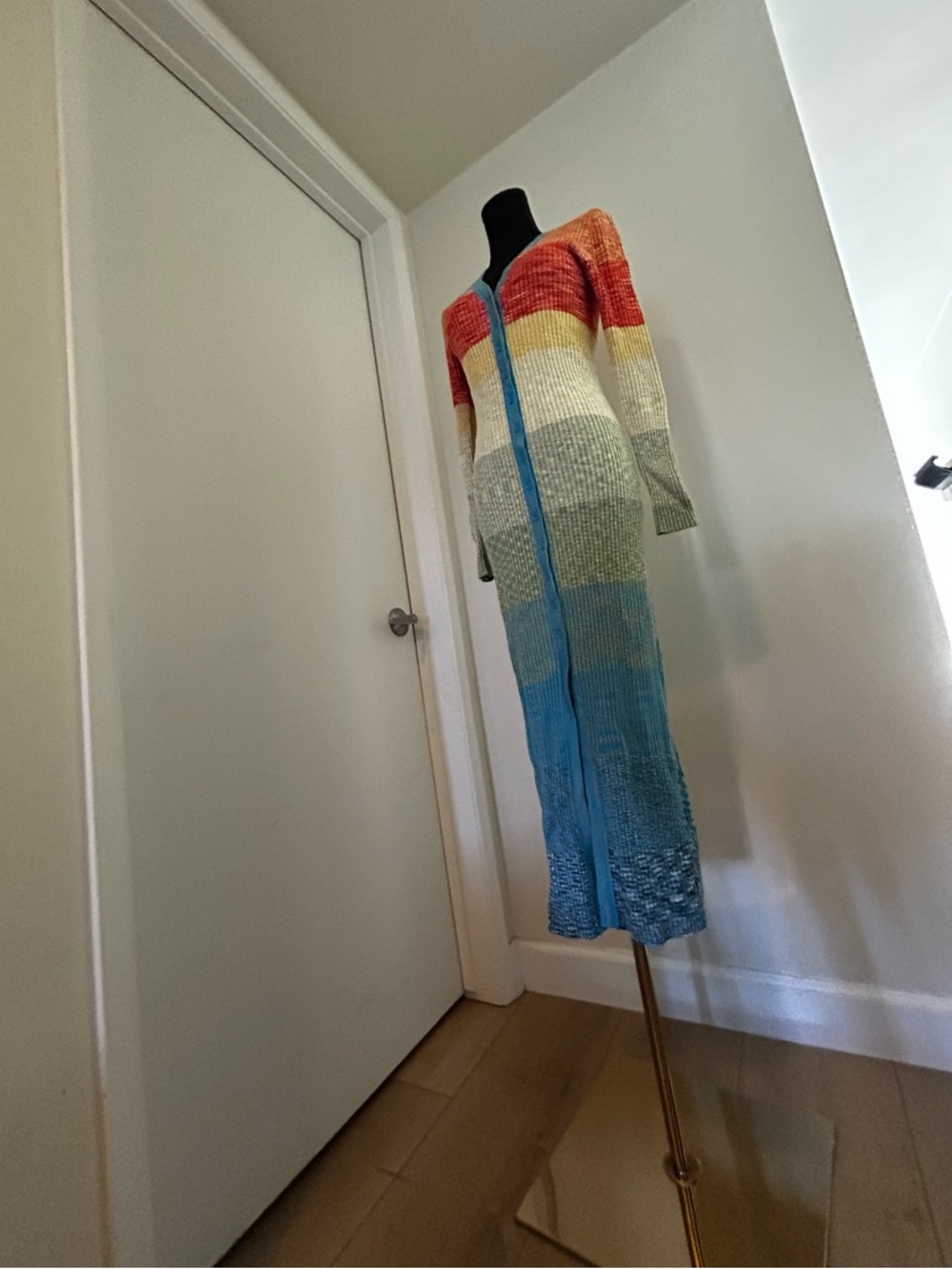 STAUD Multicolor Shoko Striped Knit Blue & Orange Accents Maxi Sweater Dress M - Picture 7 of 16